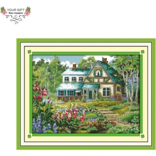 Joy Sunday F788 Free Shipping Counted and Stamped Home Decor The Fairy Tale Hut Needlepoints Embroidery Cross Stitch Kits