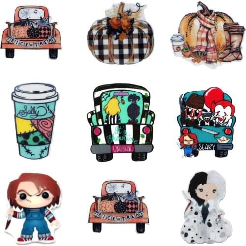 Halloween Horror Pumpkin Skull Theme Series Acrylic Flatback Planar Resins DIY Making For Bow-knot Gift Home Decoration