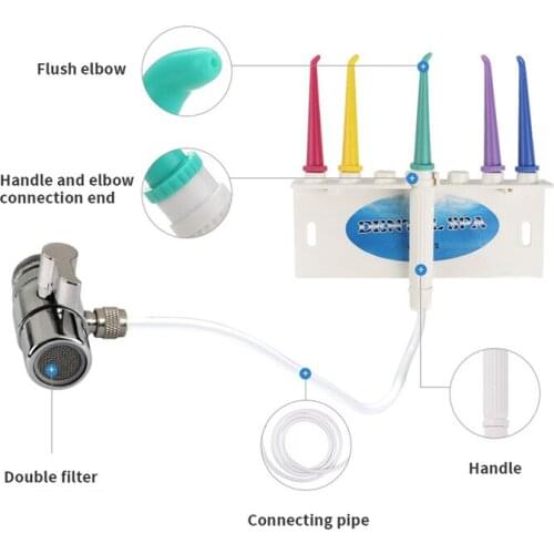 5 Nozzles Faucet Water Dental Flosser Oral Irrigator Jet Interdental Brush Tooth SPA Cleaner Teeth Whitening Toothbrush Cleaning