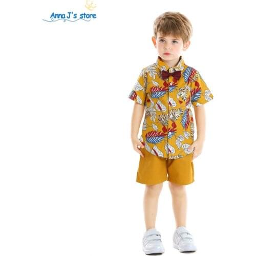 Boys Clothing set Children Summer Boys casual Clothes Floral Kids suit Boy Clothing Set T-shit+ short Pants 2pcs Outfit TZ691