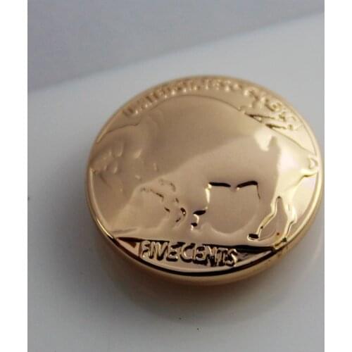 KBC02) Wholesale 50pc 3/4'' Buffalo Head Concho Leather belt concho Screwback Gold