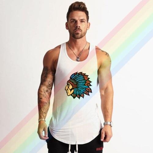 Indiana Chiefs Colorful Headdress Brand Gym Clothing Bodybuilding Cotton Tank Tops For Men Summer Singlet Sleeveless Plus Size