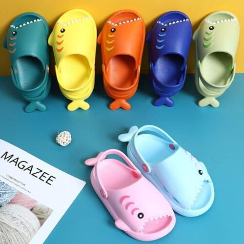 Summer Fashion Fun Shark Slippers Baby Boy Beach Shoes Soft Bottom Non-Slip Hole Shoes Baby Girls Toddler Shoes Kids Sandals