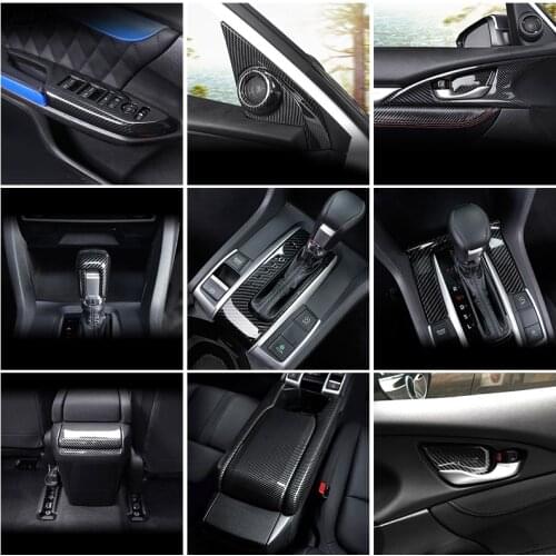 LHD Carbon Fiber Interior Decorative Stickers Modification Accessories For Honda Civic 10th 2016-2020