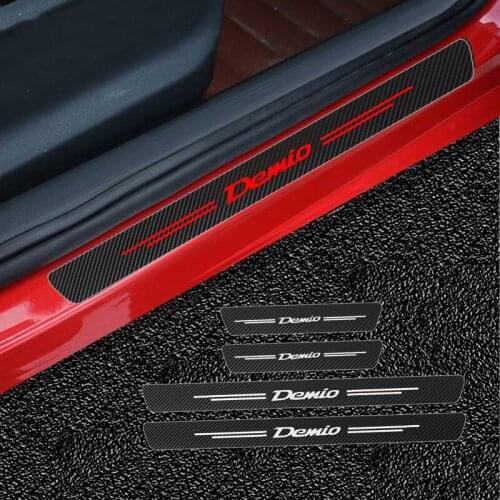 Mutips 4pcs Carbon Fiber Car Door Sill Threshold Sticker Protector Trim Cover Exterior Accessories For Madza 2 Demio 2015 2001