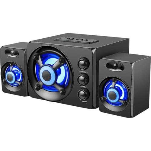NJSJ Computer Speakers with Subwoofer 2.1 Powered Sound System, Cool Colorful LED, Multimedia Speaker with Line-in USB