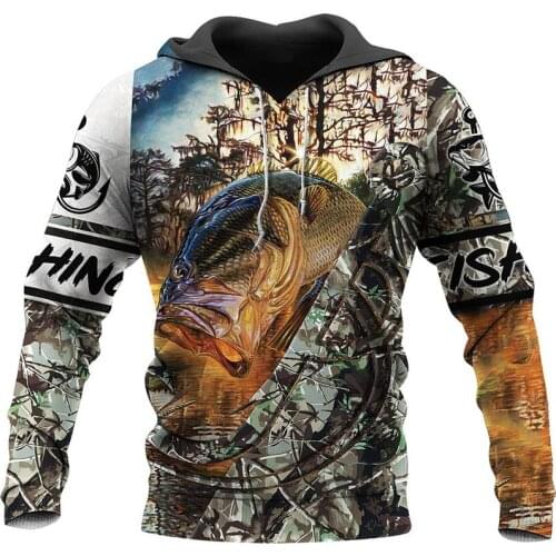 New fashion beautiful fishing camouflage 3D printed zipper Hoodie men / women Harajuku Sweatshirt casual hip hop Hoodie