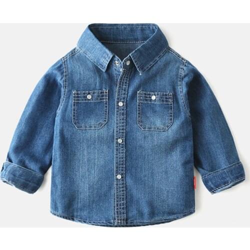 New Childrens Shirts Baby Boy Girls Clothes Kids Boys Shirts Tops Casual Long Sleeve Denim Shirt For Boy Kids Spring Summer