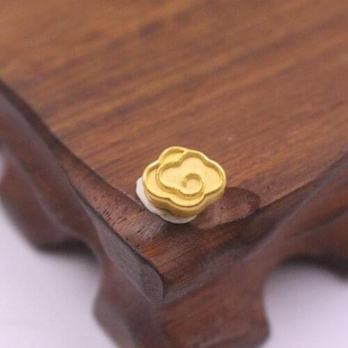 New Pure 24K 3D Yellow Gold Bead 9x7mm Lucky Cloud Bead 0.68g