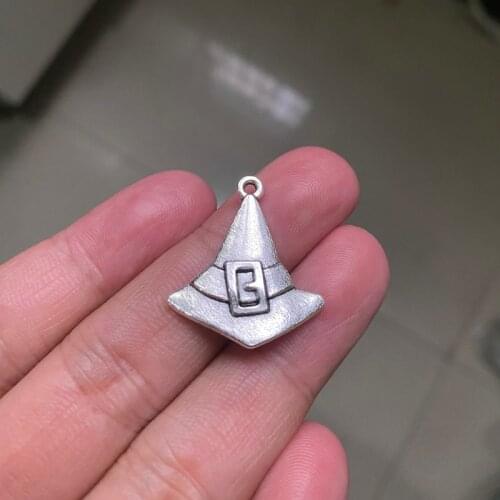 6pcs 25x22mm Wizard Hat Charm Pendants for Jewelry Making Antique Silver Color Magic Witch Hat Pendants Charm Accessories