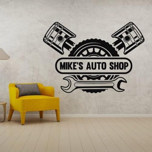 Personalized Name Auto Shop Wall Art Sticker Decal For Garage Shop Decoration Removable A002150