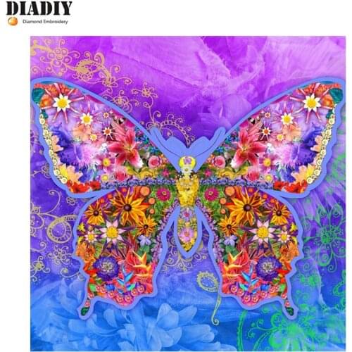 Full round Diamond 5D DIY Diamond Painting Colored butterfly Embroidery Cross Stitch Rhinestone Mosaic Painting Decor