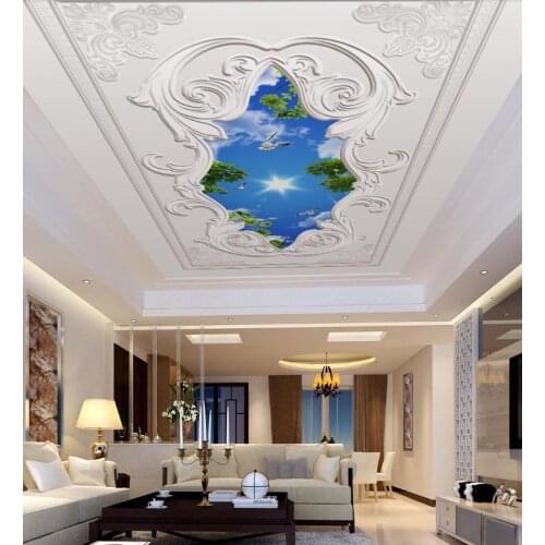 Ceiling wall papers home decor living room 3d wallpaper Blue sky branches ceiling wallpaper custom 3d