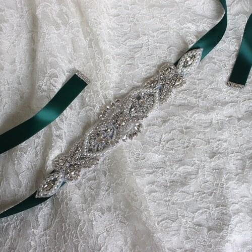 Simple Silver Rhinestone Bridal Belt Sash For Bridal Dress Handmade Bridal Belts with Crystals Bridal Wedding Accessories Belts