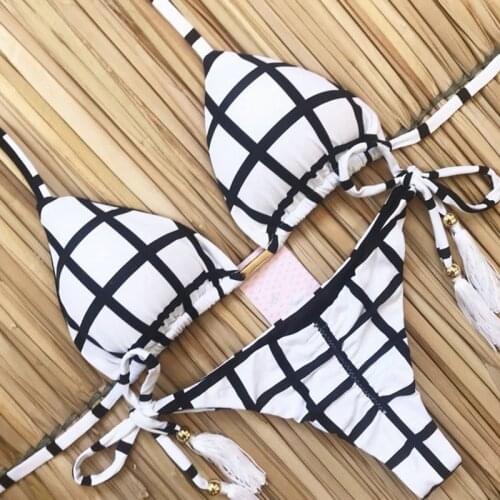 QINJOYER Micro Brazilian Bikini Push Up Swimwear 2 Pieces Women Swimsuit Thong Sexy Halter Swim Bathing Suit Mini Bikini String