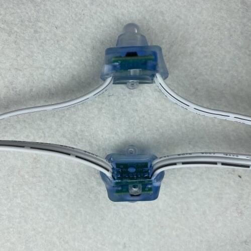 Resistor voltage drop/DC12V/100pcs/strand/square type/ RGB addressable 12mm WS2811 led pixel node,18AWG all WHITE wire,IP68