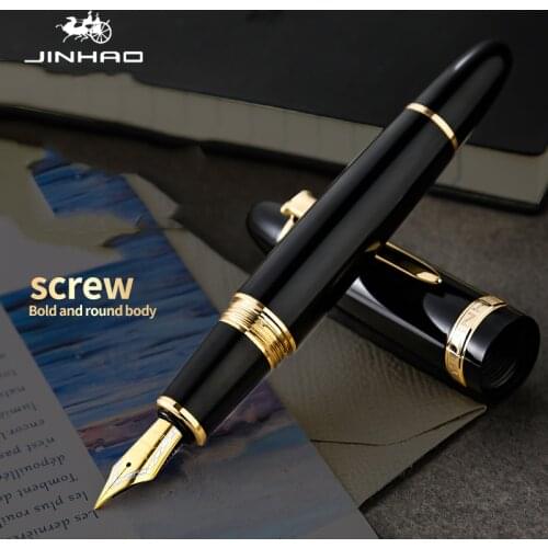 Luxury Pen Gift Box Set Jinhao Fountain Pen Medium or Curved 1.0mm Nib Heavy Black calligraphy Pen Business Gifts Canetas
