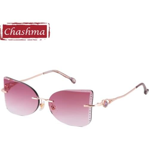 Luxurious Glasses Women Rhinestone Colored Lenses Cat Eye Fashion Eyeglasses Buttlefly Shape Rimless Glasses for Female