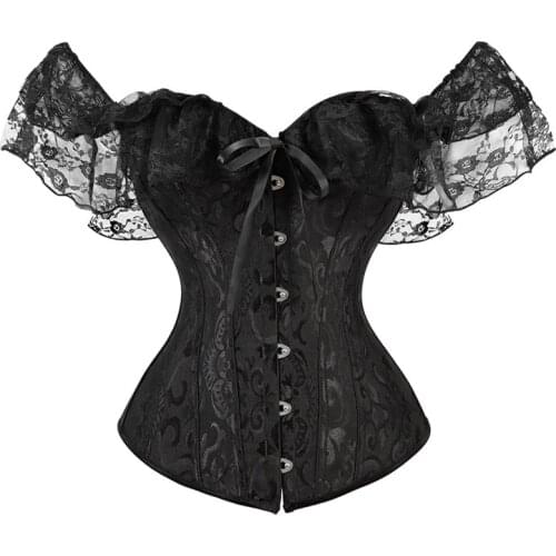 S-XXL Corset Women Lace Up Satin Boned Overbust Waist Trainer Corset Bustier Bodyshaper Top Plus Size G-string Push up Shapewear