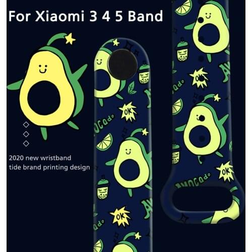 Silicone Strap For Xiaomi Mi Band 5 4 3 Replaceable Bracelet TPU Cartoon Strap For Xiaomi Miband 5 MiBand 4 Wrist Color Strap