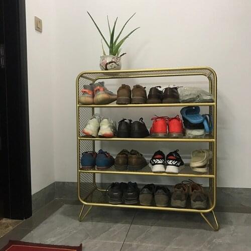 Nordic shoe rack door household storage rack metal living room storage multi-layer slipper rack light luxury net red shoe rack