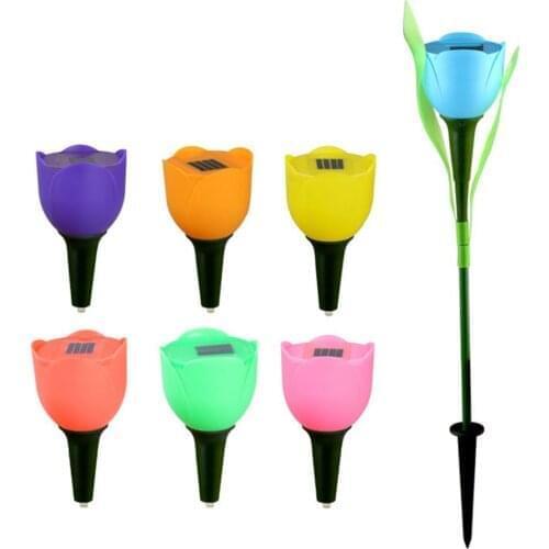 Solar Tulip Flower Lamp Waterproof IP65 Garden Yard Path Lawn Insert Solar Light ABS Plastic 8 Colors Outdoor Lamps Decorations