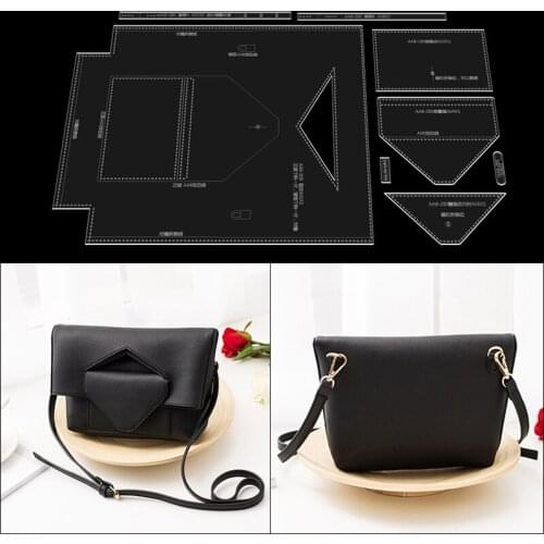 Stylish Fashion Messenger Bag Clear Acrylic Pattern, Making Bag Template Pieces, DIY Leather Bag Stencil Craftwork Supplies