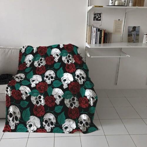 Bedroom Warm Blankets Skull Flowers Roses Sofa Throw Blankets Childrens Baby Soft Blankets Airplane Portable Blanket