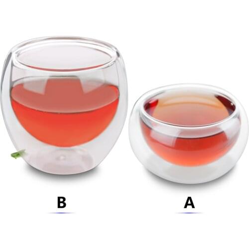 Sized Clear Handmade Heat Resistant Double Wall Glass Mini Kungfu Tea Drink Cups