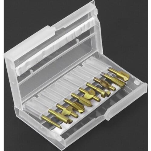 10Pcs Titanium Router Wood Milling Cutter Bits Fits Rotary Tool Set 1/8\" Shank