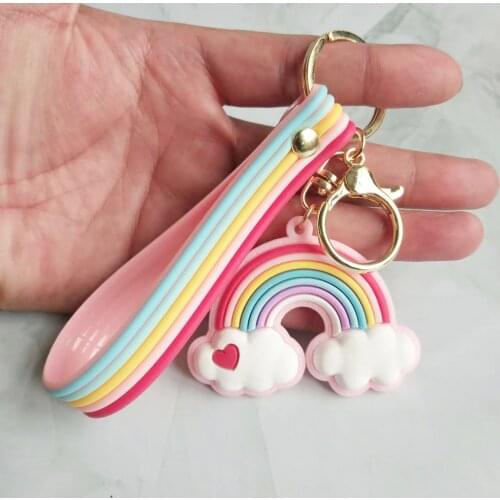 WANGAIYAO Italian New Rainbow Keychain Pendant Car Bag Keyring Colorful Ornaments Girls Gifts
