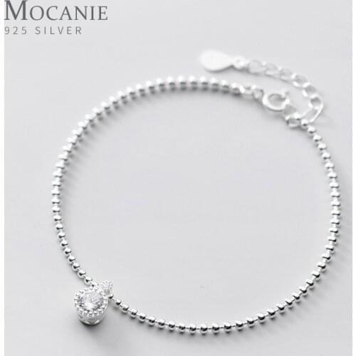 Modian Fashion New 925 Sterling Silver Exquisite Round Zirconia Light Beads Charm Bracelet Bangle for Wome Wedding Fine Jewelry