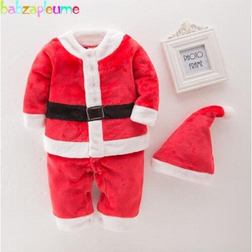 Toddler Girls Boys Winter Clothes Christmas Outfit Fleece Warm Infant Jumpsuit Cute Newborn Rompers+Hat Kids Clothing Set 1957-1