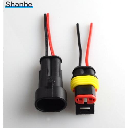 2 Pin Way Sealed Waterproof Electrical Wire Connector Plug Set auto connectors with cable