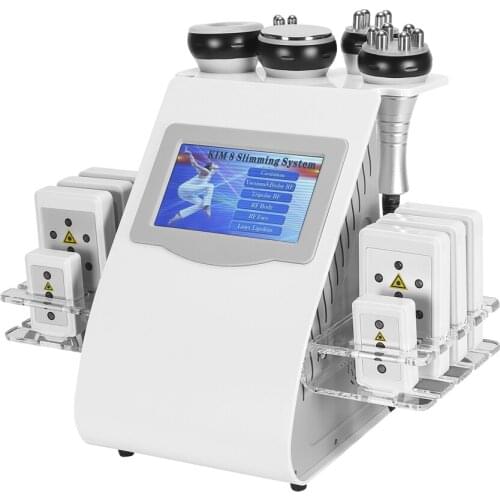 2021 New Arrival 6 In 1 40K Ultrasonic Cavitation Vacuum Radio Frequency Laser 8 Pads Lipo Laser Slimming Machine For Home Use