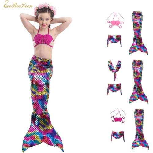 Mermaid tail For Swimm Mermaid Tails Costumes The Little Mermaid Costume For Girl Colorful 3pcs Swim suit Kids Cosplay Clothes