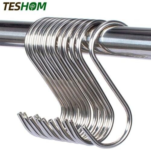 5/10PCS Hooks S Shaped Hanging Pan Pot Holder Rack Hooks Hangers for Kitchenware Pots Utensils Clothes Bags Towels Plants