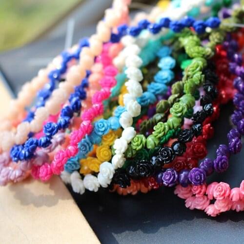 50pcs/Lot 8mm Artificial coral Beads Cabochon Camelia Flower Multi-Color Fashion Beads for Jewelry making DIY accessoires
