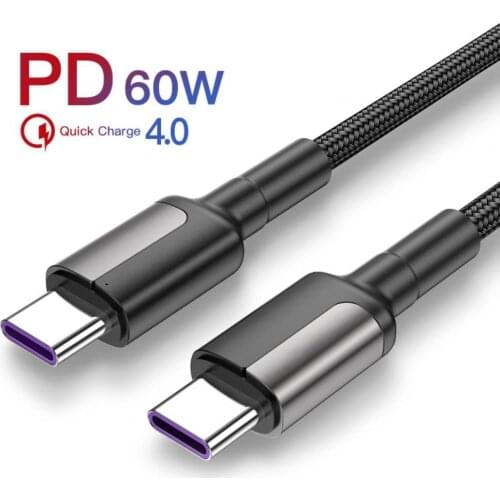 60W Dual Type C Quick Charging PD2.0 Super Fast Charging Cable 480 mbps Data Transmission Mobile Phone Data Line