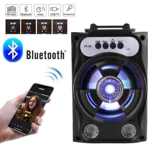 Large Size Bluetooth Speaker Wireless Sound System Bass Stereo with LED Light Support TF Card FM Radio Outdoor