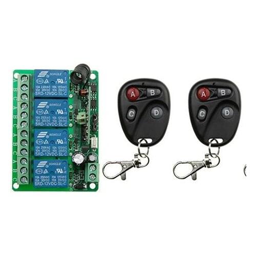 DC12V 4CH 10A RF Wireless Remote Control Switch System teleswitch 2 transmitter & 1 receiver relay Receiver Smart Home Switch