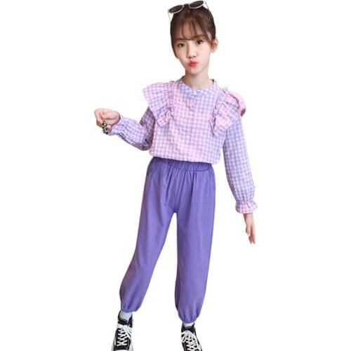 Teen Girls Clothing Plaid Blouse + Pants Costume For Girls Spring Autumn Costumes For Girls Casual Style Kids Clothing