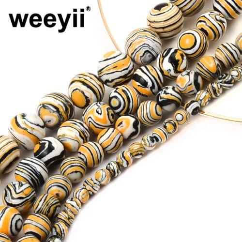Natural Stone Stripe Round Stone Beads Loose Spacer Beads For Jewelry Handmade Making DIY Bracelets Accessories