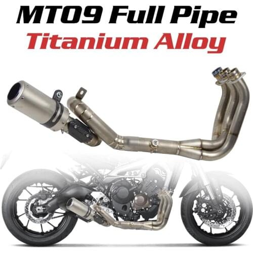 For Yamaha FZ-09 MT-09 Titanium Alloy Slip-on Exhaust Header Full Pipe with Catalyst Carbon fiber Heat Shield Laser DB Killer