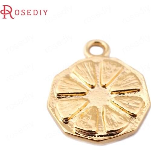 F445)10 pieces 13*10mm 24K Gold Color Brass Lemon Fruit Charms Pendants High Quality Diy Jewelry Findings Accessories wholesale