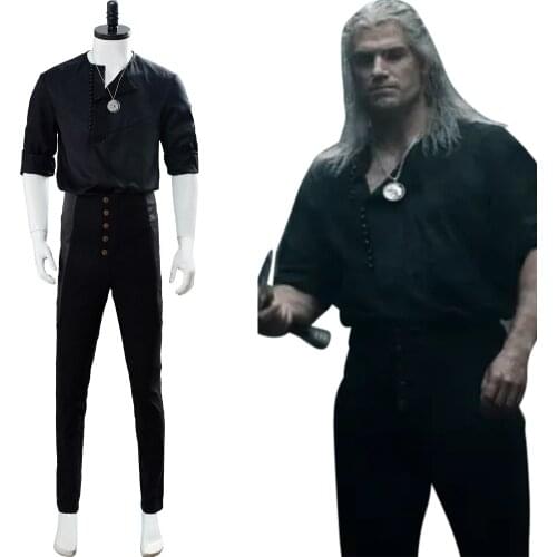 Geralt of Rivia Cosplay Costume Casual Wear Shirt Men Black Suit Halloween Carnival Costume Custom