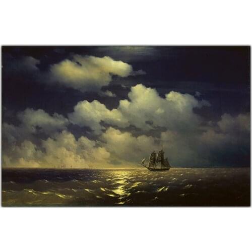 Holover Canvas Oil Painting Ivan Aivazovsky"Brig Mercury - Legendary Sailboats"Romanticism Aesthetic Home Interior Decoration