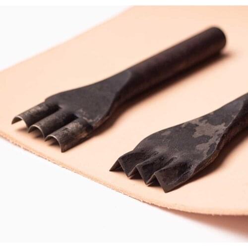 Junetree Hollow Punch Tool for Leather Hole Punch flower line punch Zig 3 tooth / 4 tooth 8mm / 5mm Leather craft Tool