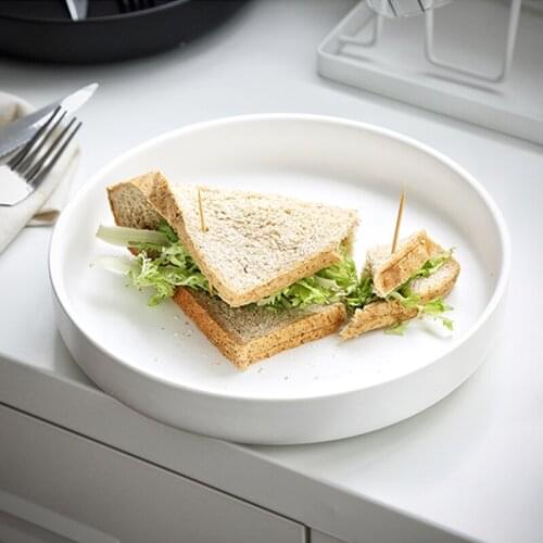 MUZITY Ceramic Round Deep Plate Porcelain Salad Pasta Household Kitchen Dinner Plate Set Tableware