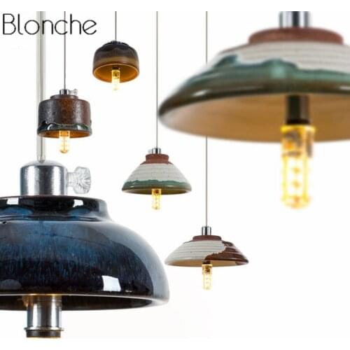 Chinese Style Mini Ceramic Pendant Lights Led Hanglamp Vintage Hanging Lamp for Dining Room Kitchen Lighting Fixtures Home Decor